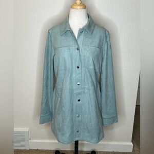 Chico's Faux Suede Shacket Jacket Seafoam Size 1 or M